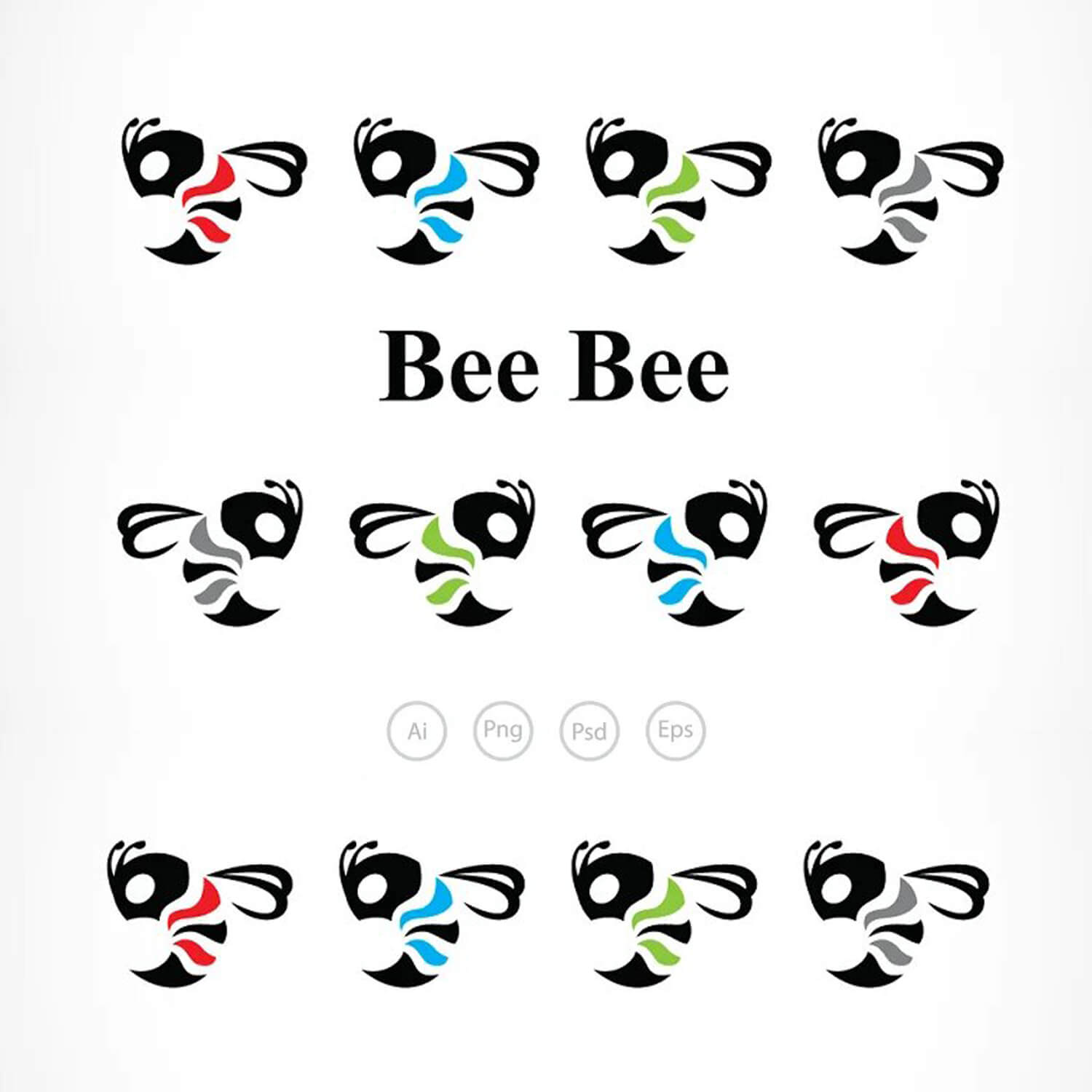 Color variation of the logos of bees, the location of the bees in different directions.