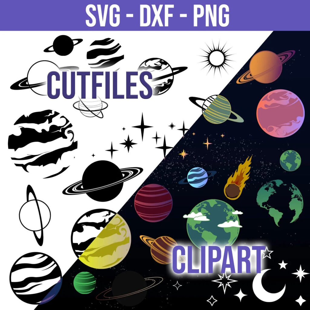 Space SVG Bundle, Planet Clipart for Digital Download – MasterBundles