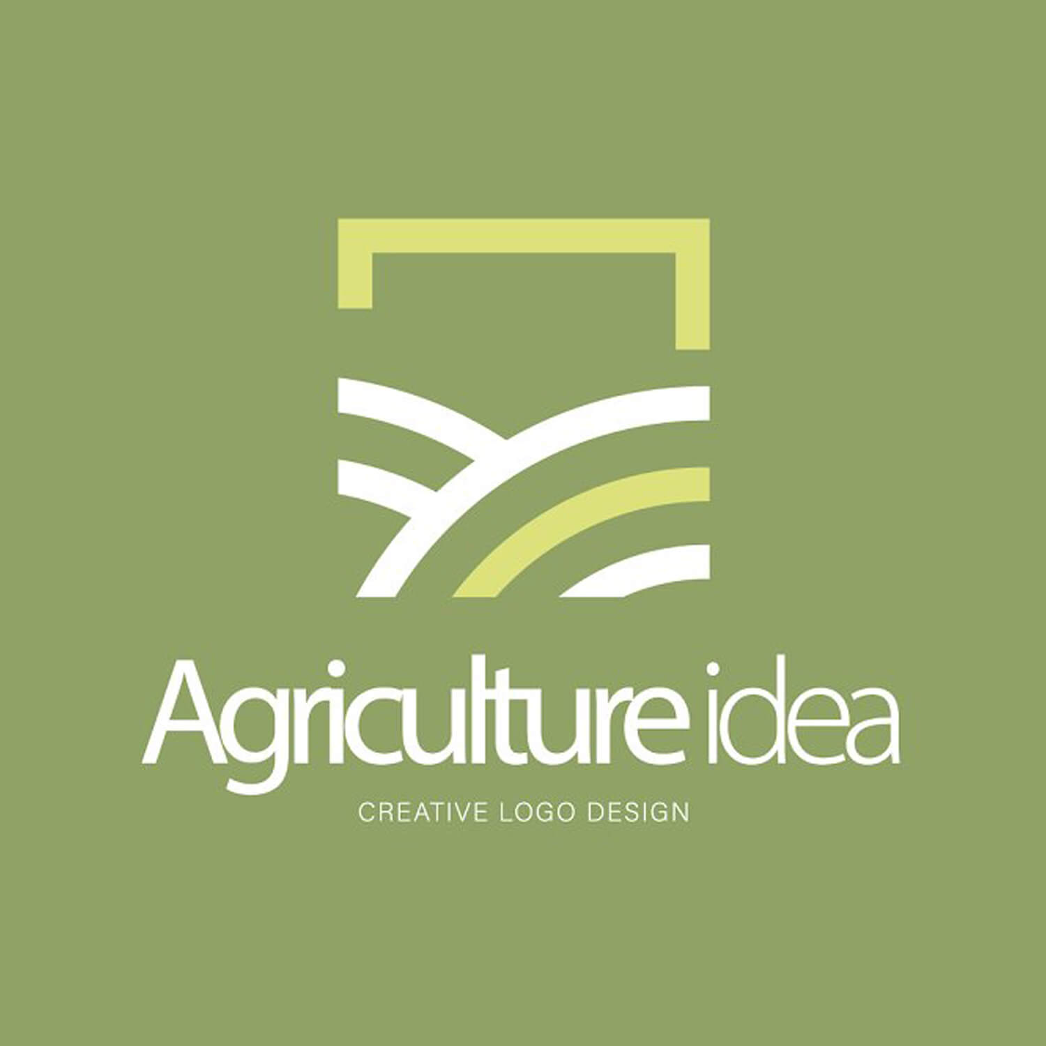 Logo agriculture idea closeup on a green background.