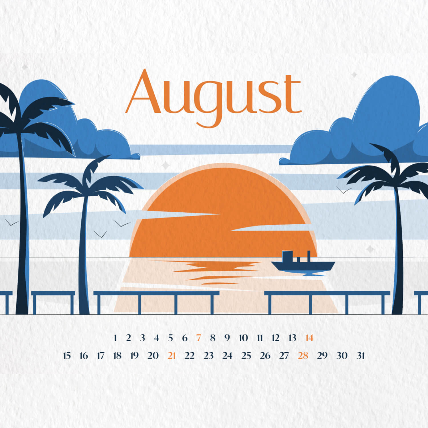 Free August Calendar Printable facebook image.