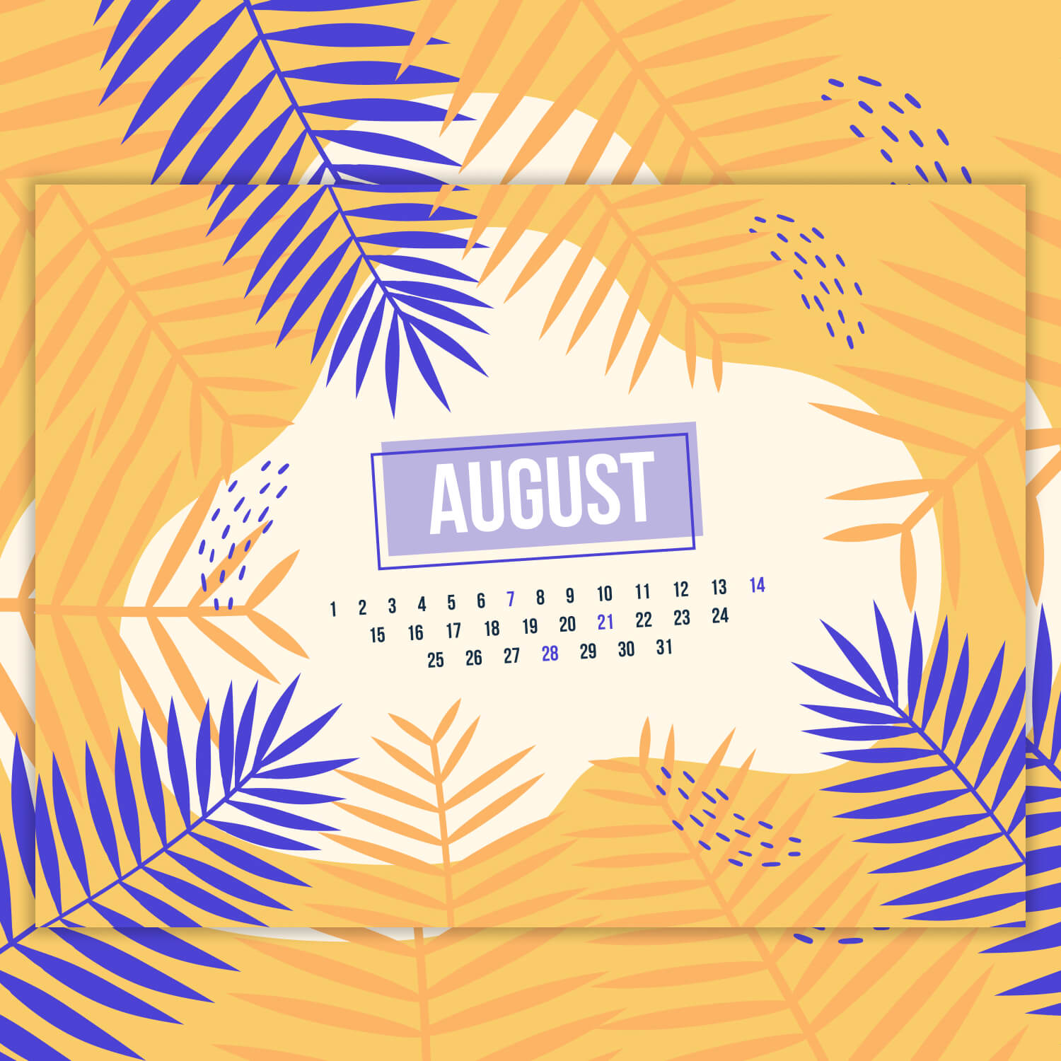 Free Editable August Printable Calendar.