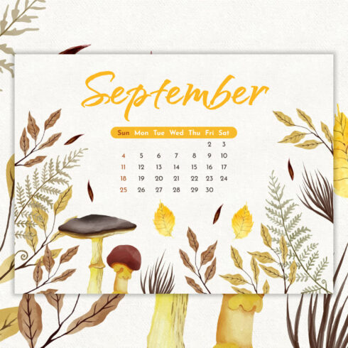 Free Printable Mushroom September Editable Calendar – MasterBundles