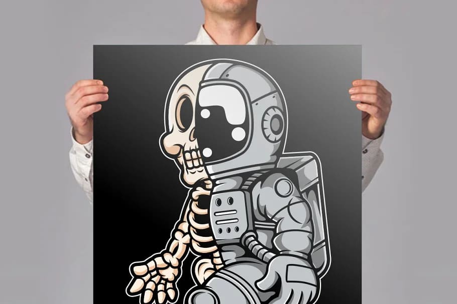 100 astronaut cartoon design bundle, astronaut skeleton mockup.