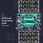 100 Astronaut Cartoon Designs Bundle cover image.