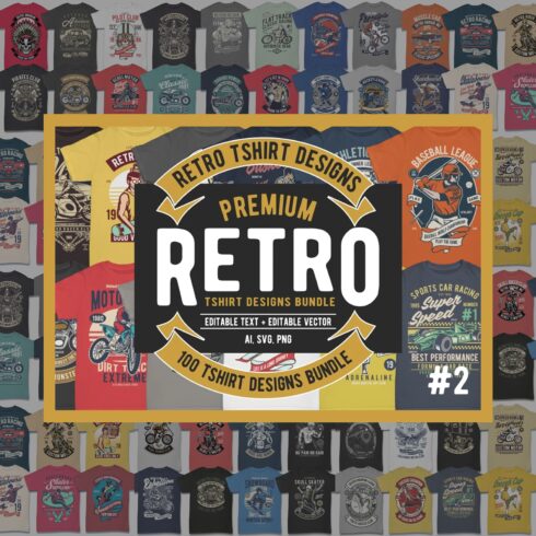 100 Retro Tshirt Designs Bundle #2 cover image.