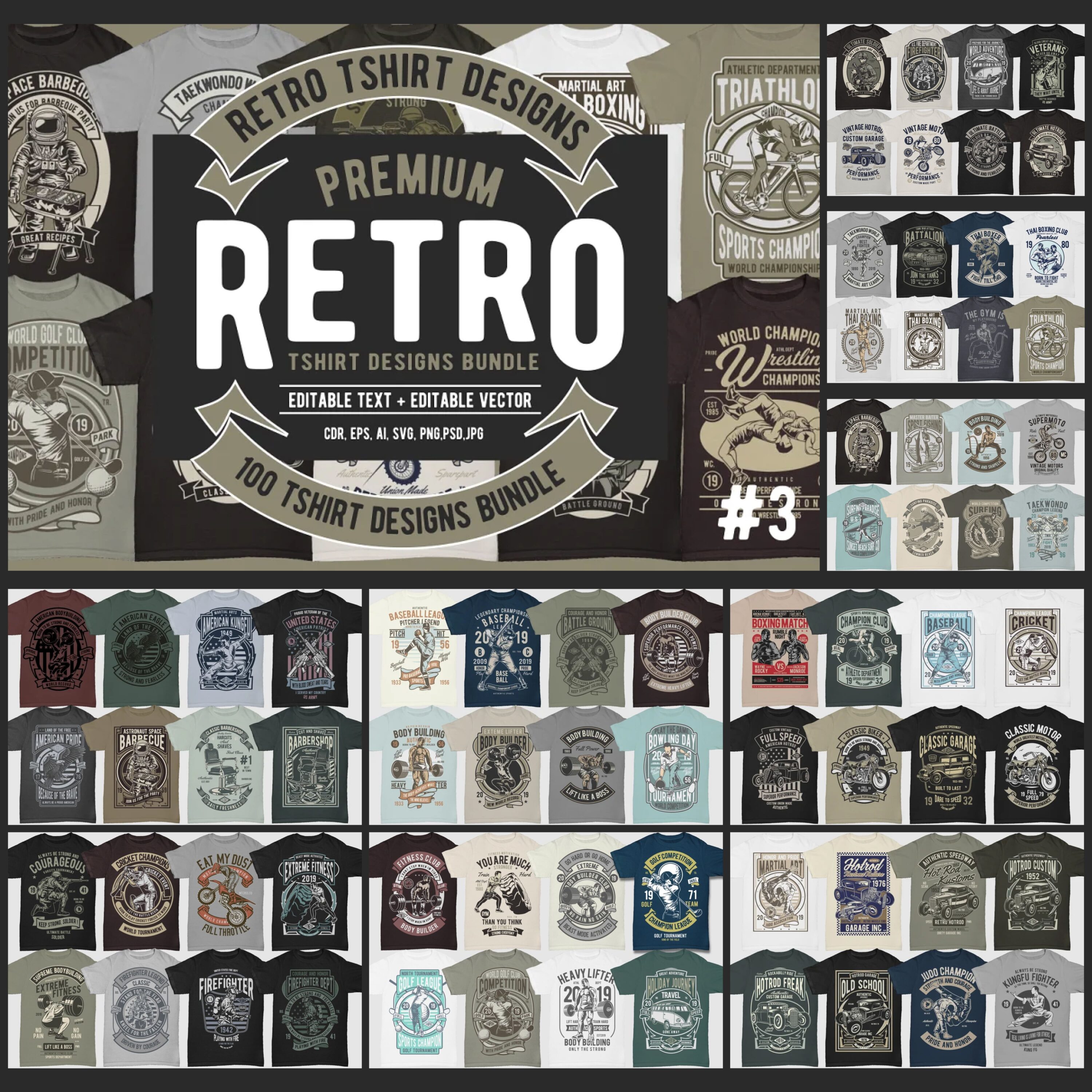 100 Retro Tshirt Designs Bundle 3 cover image.