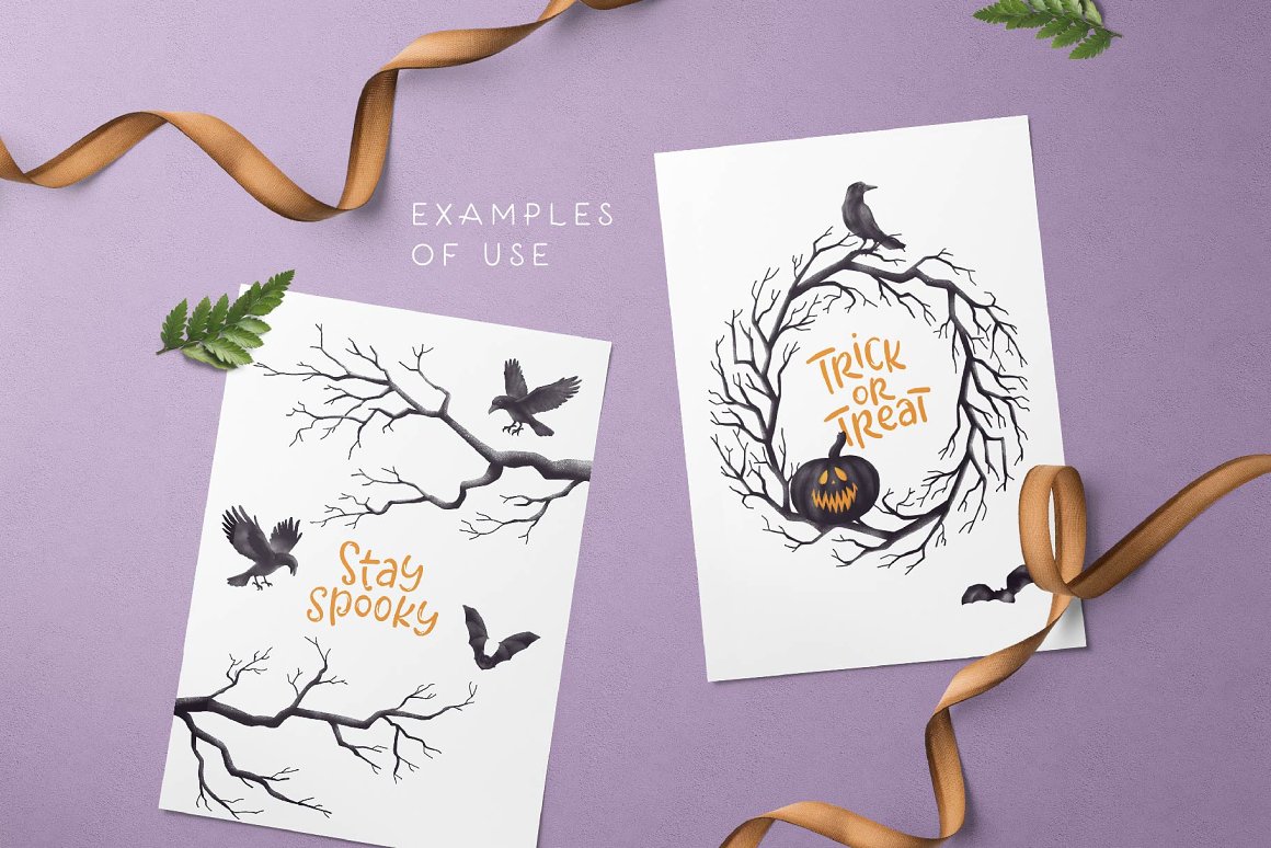 Images of cards with frames of trees and birds.