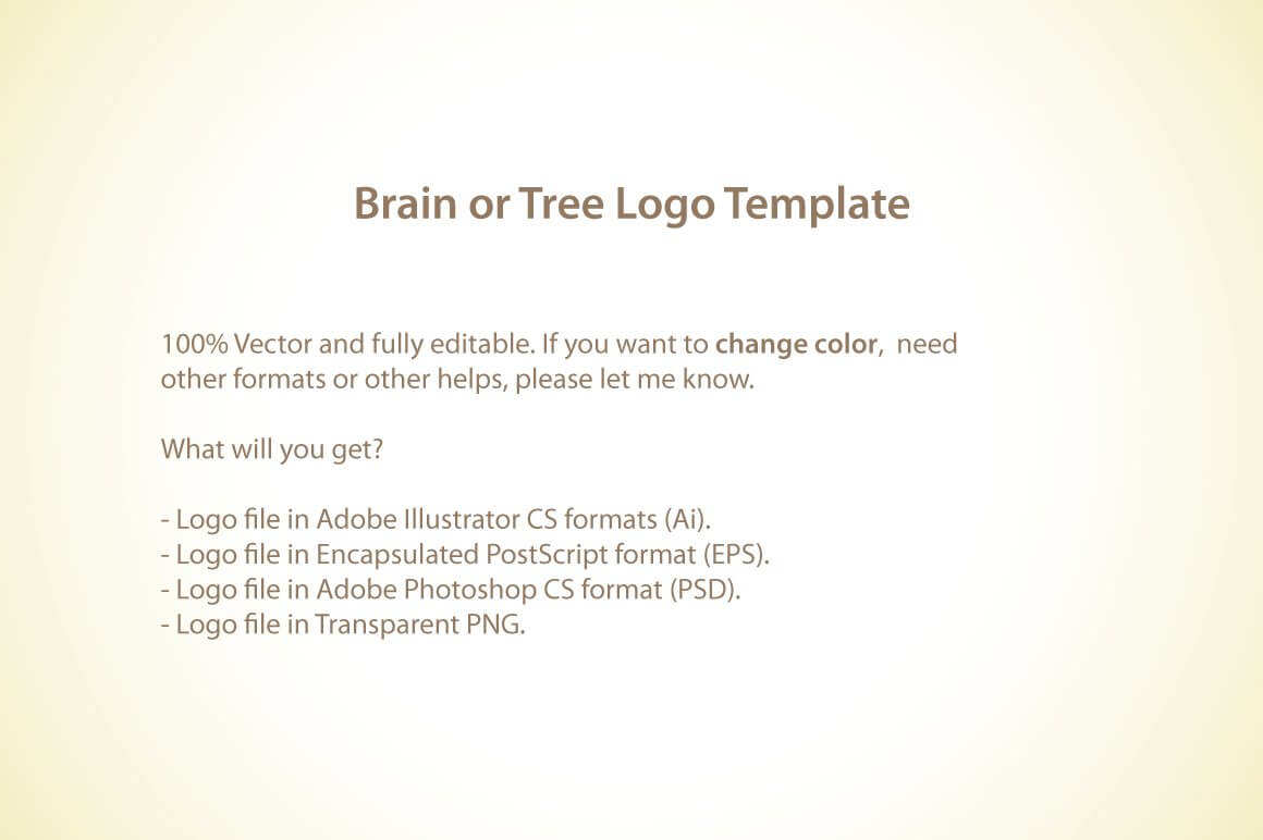 Title of text "Brain or Tree Logo Template".