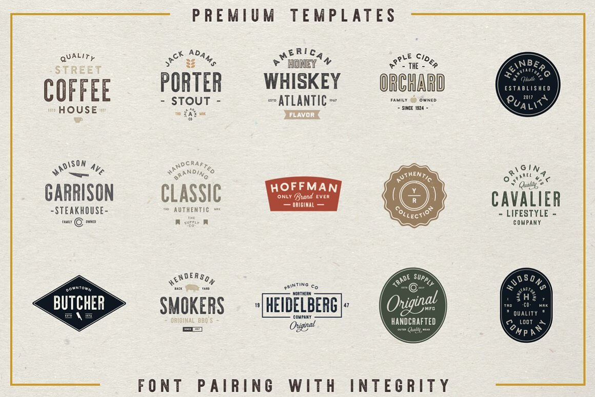 Premium Templates, Font Pairing with Integrity.