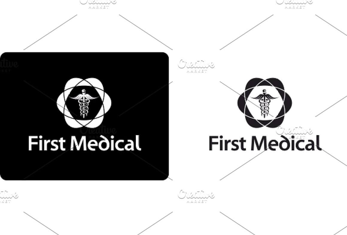 Two black and white medical logos on a black and white background.