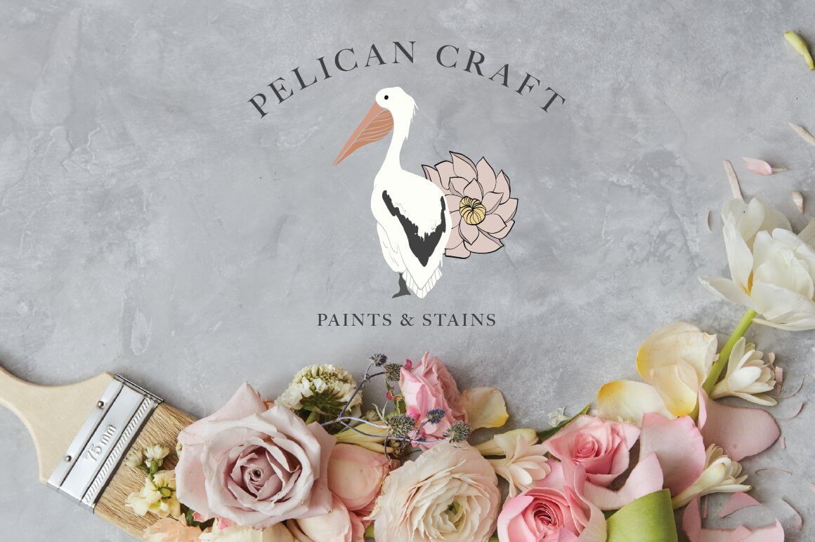 Inscription: "Pelican Craft, Paints & Stains".