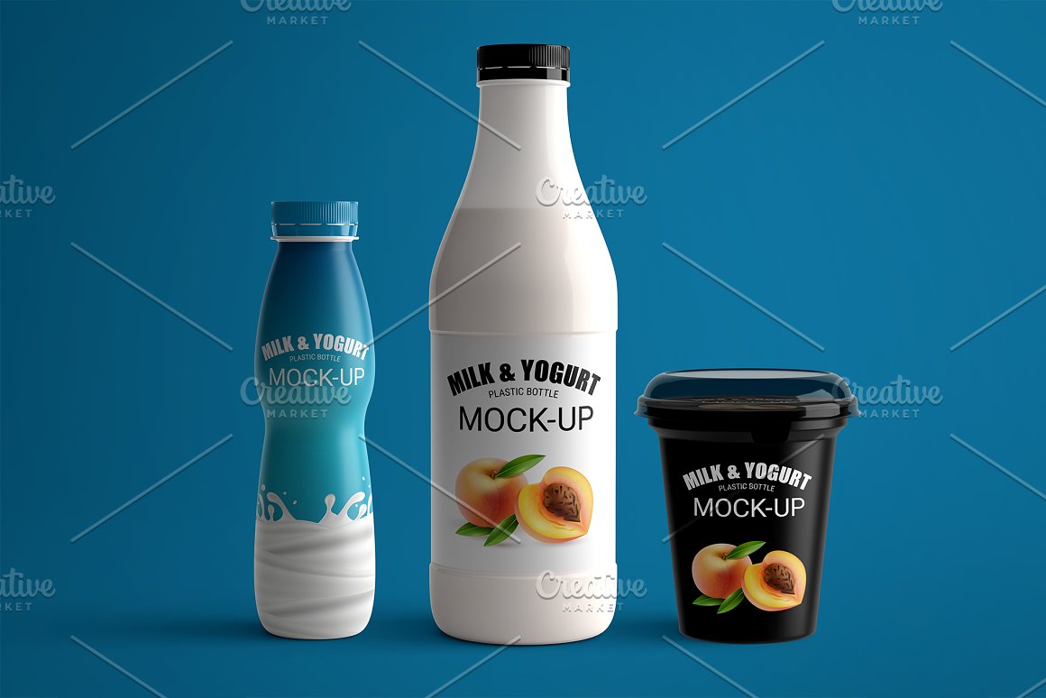 Prints for yogurt bottles of various shapes.