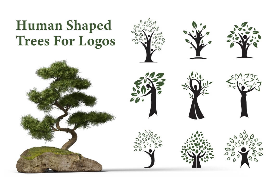 Logos depicting a tree as a person.