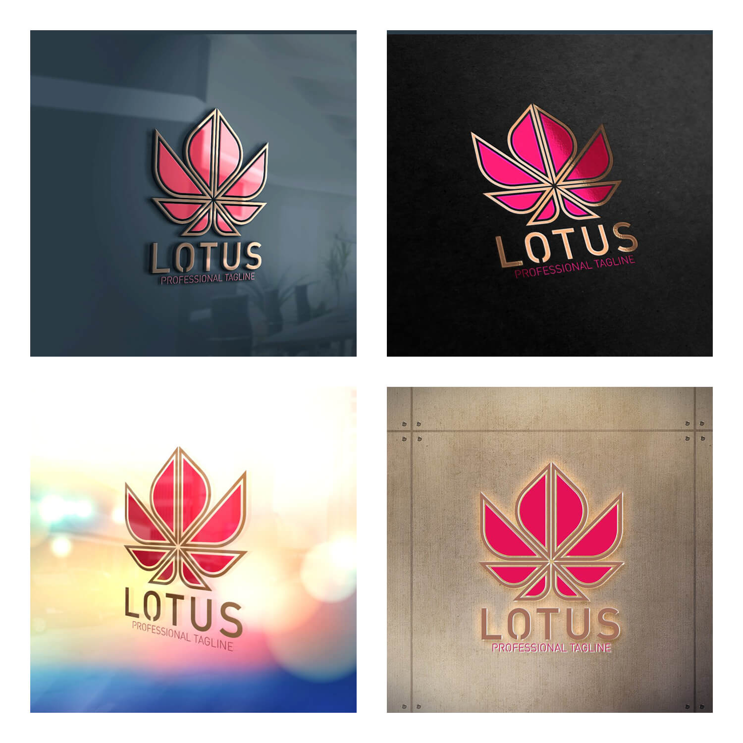 Professional image of the scarlet lotus logo on different surfaces.
