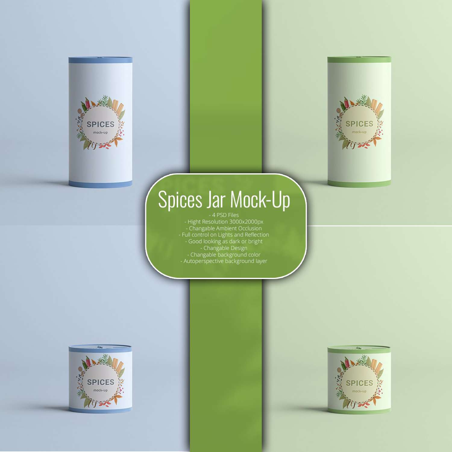Spices jar mock up preview.