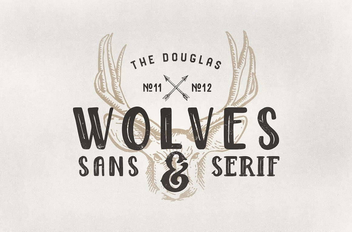 Inscription "The douglas wolves sans and serif".