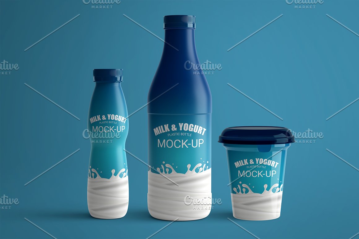 Blue style for prints on plastic yogurt packages.