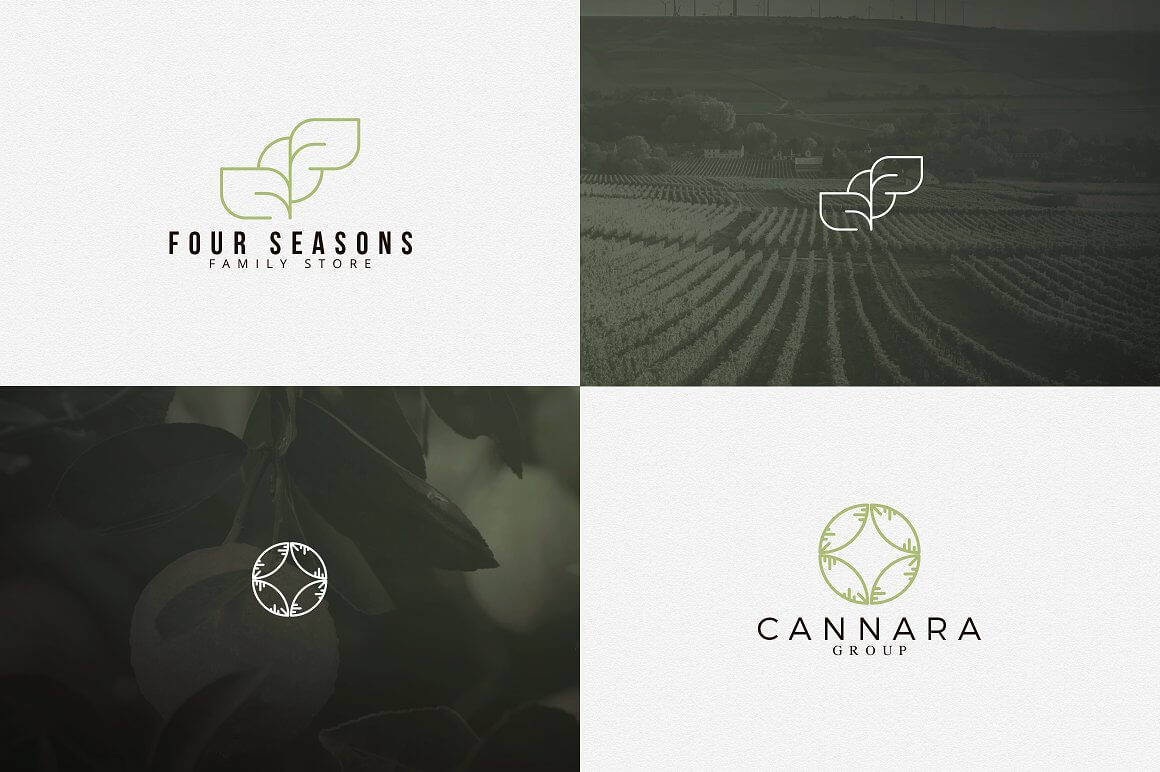 Four Four Seasons and Cannara logos in white and pale green squares.