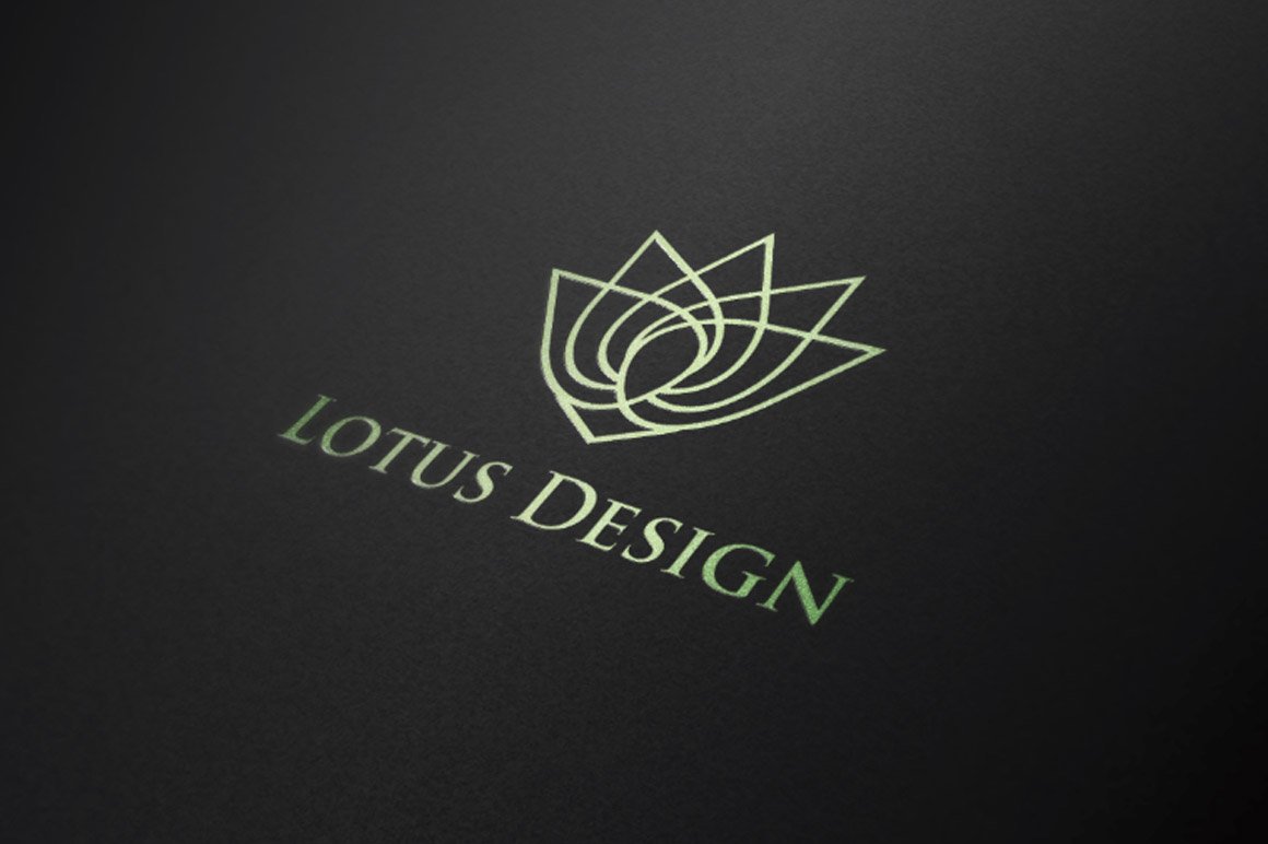 Green teardrop logo with a lotus flower on a dark background.
