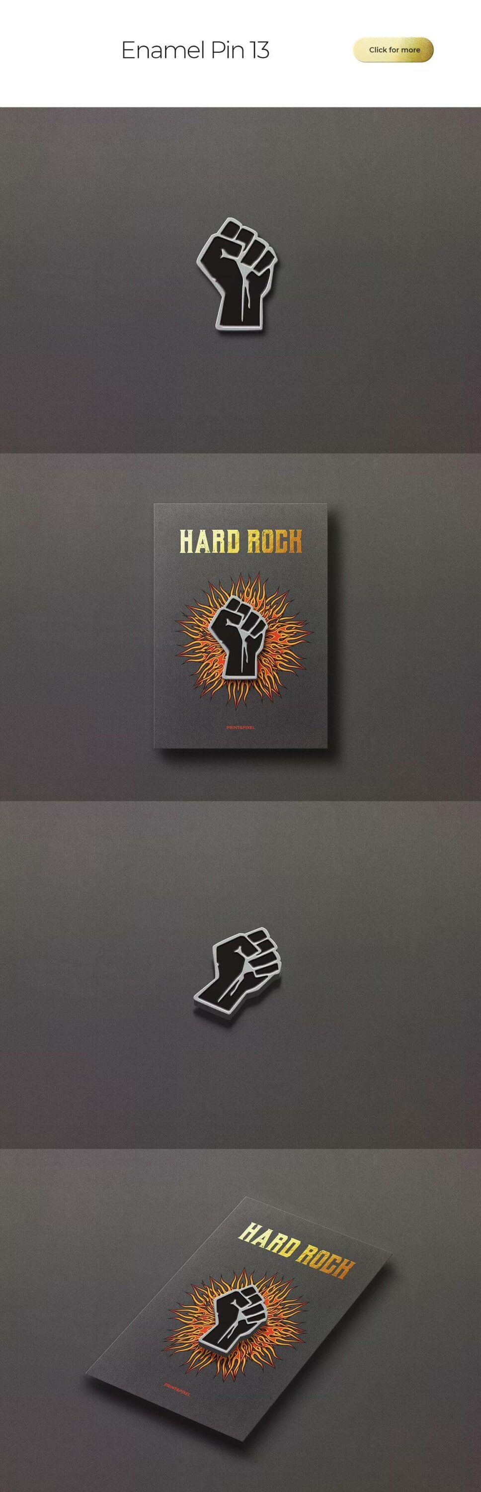 The image of a clenched hand and the inscription hard rock on a gray background.