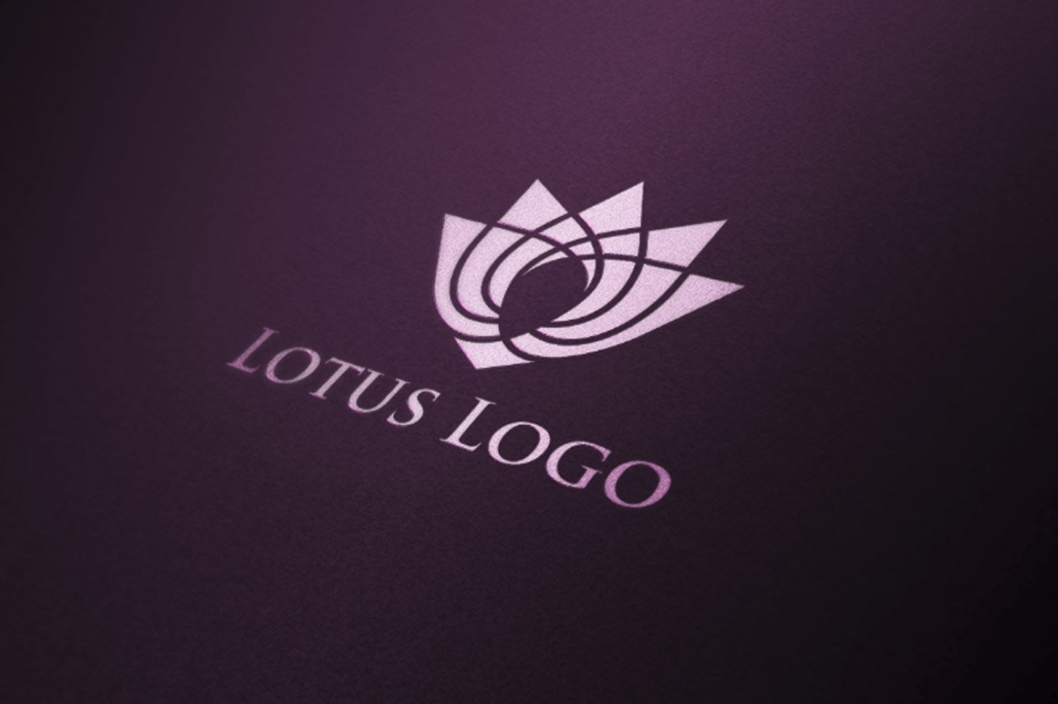 Light purple teardrop logo with a lotus flower on a dark background.