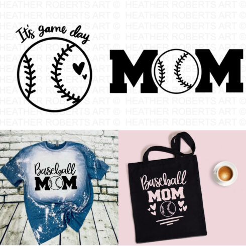 Inscription of baseball mom with image ball of baseball.