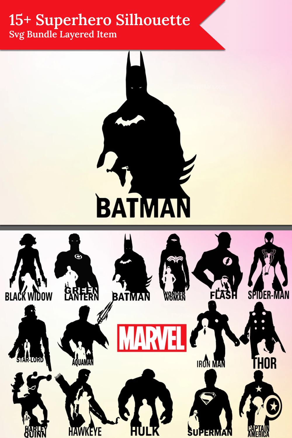 15 superhero silhouette svg bundle layered item of pinterest.