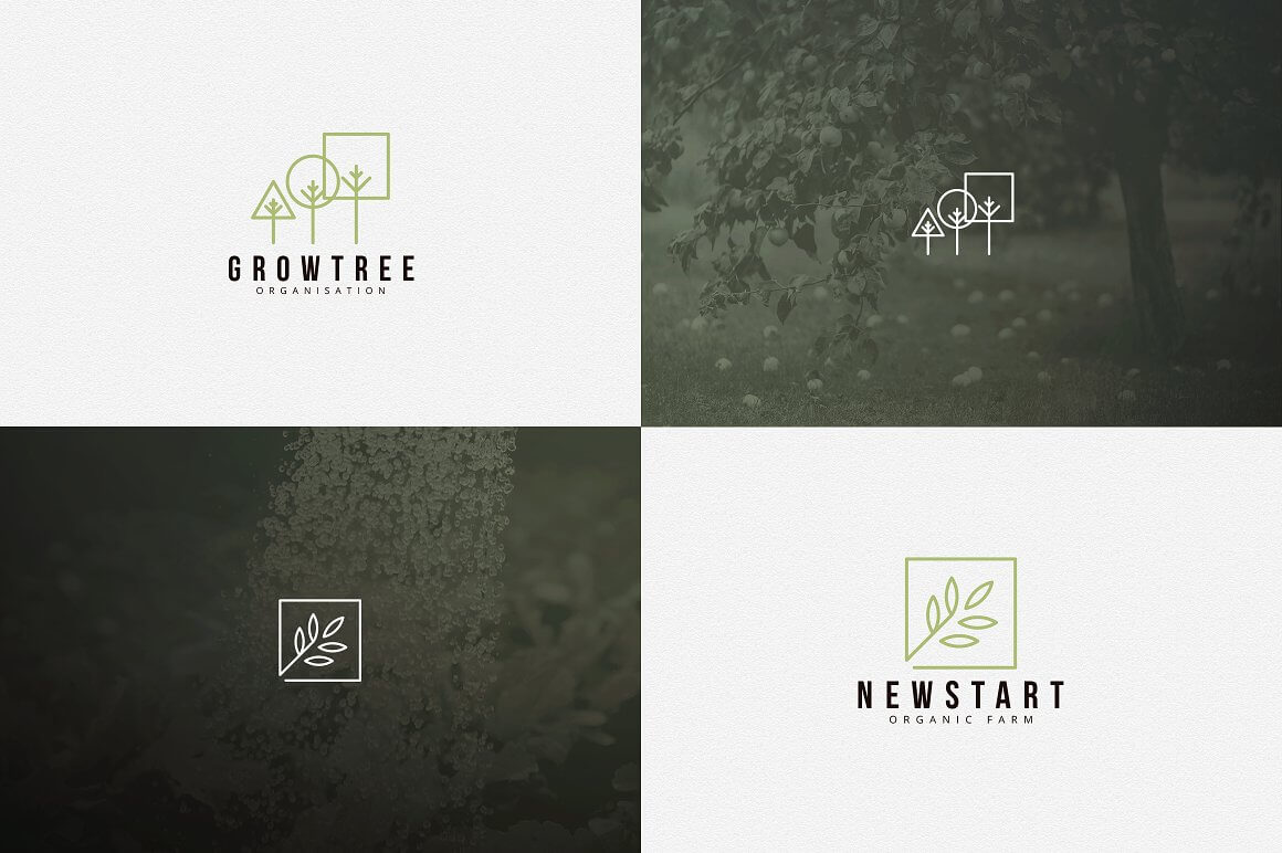 Four Growtree and NewStart logos in white and pale green squares.