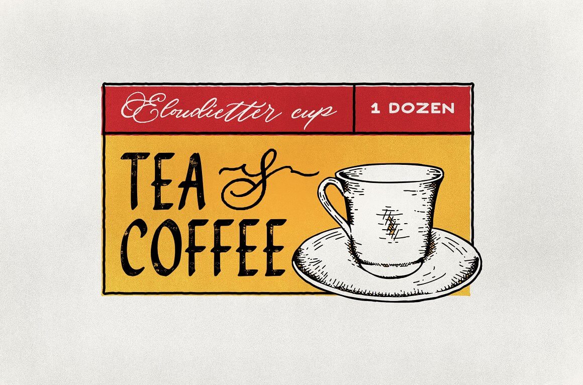 Logo with inscription "Tea and coffee" and image cup of tea.
