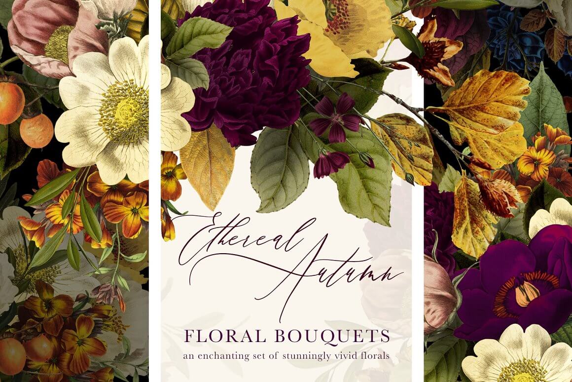 Ethereal Autumn Floral Bouquets an enchanting set of stunningly vivid florals.