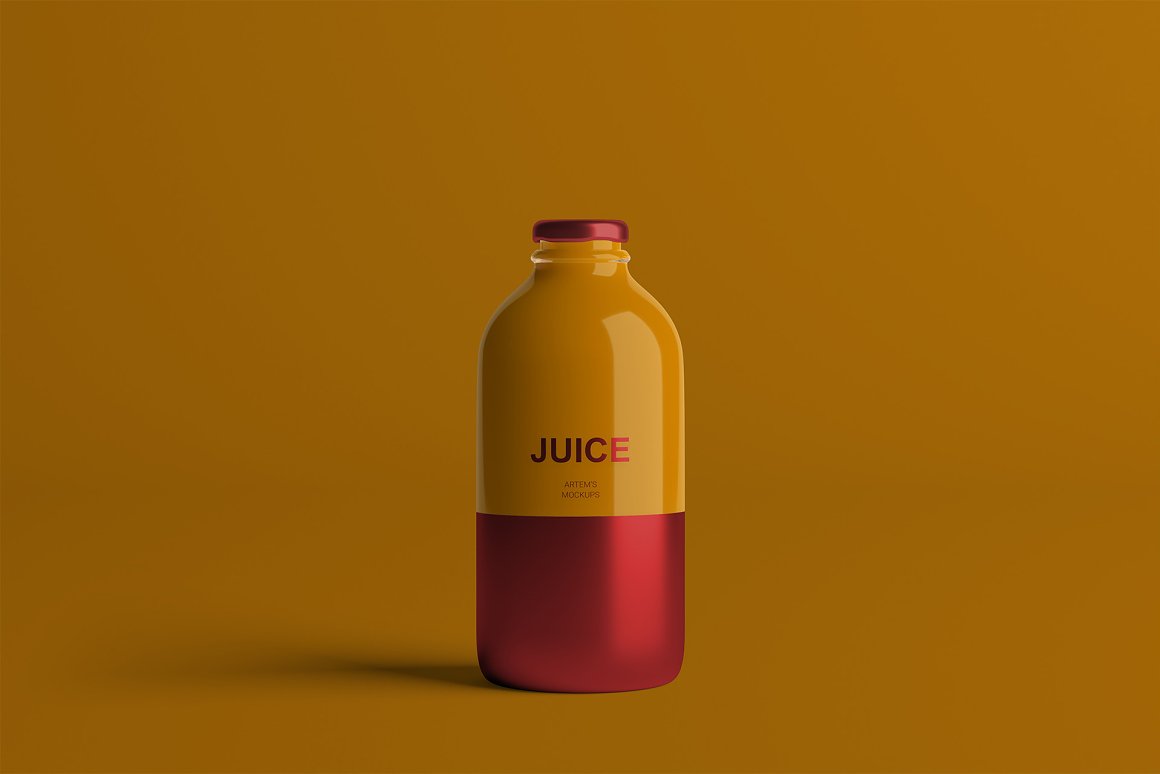 Mustard-red bottle with a red cap.
