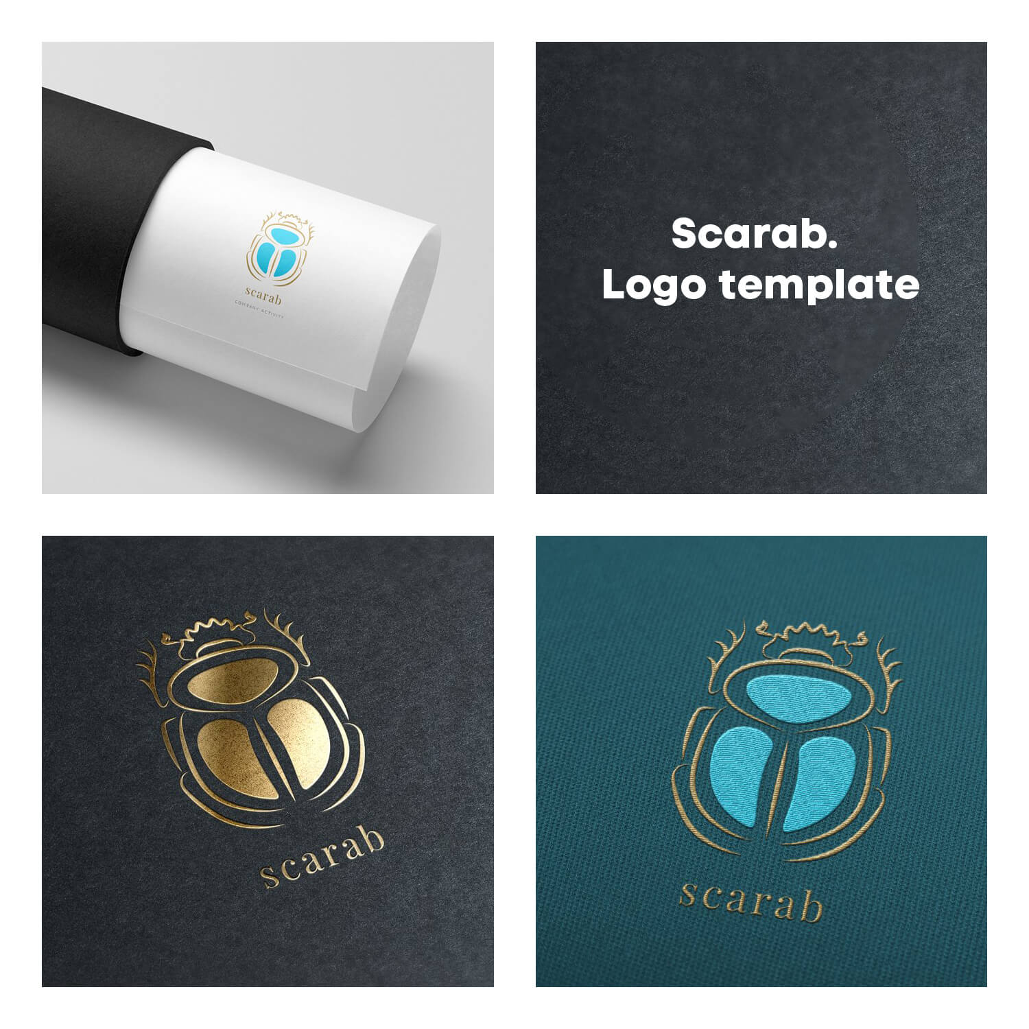 High-quality image of the scarab logo on light and dark backgrounds.