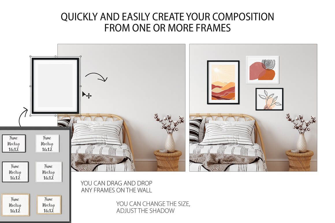 Quickly and easily create your composition from one or more frames.