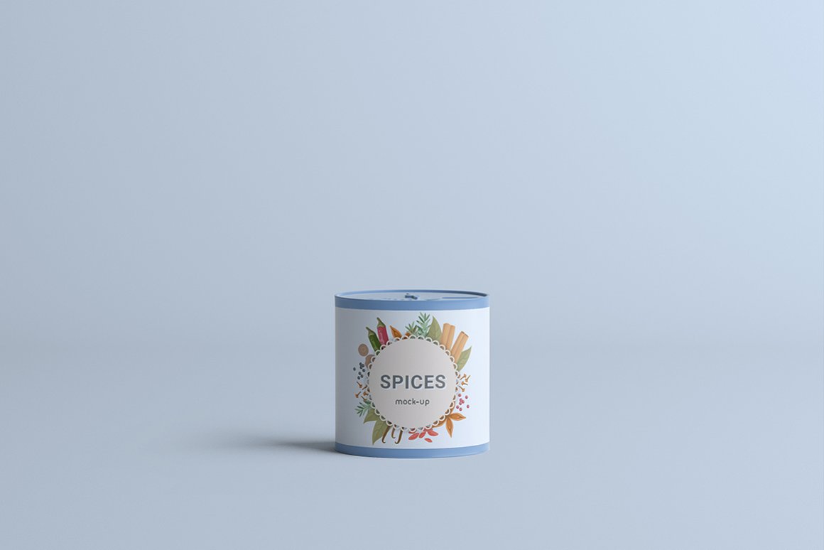 A jar of blue packaging for spices.