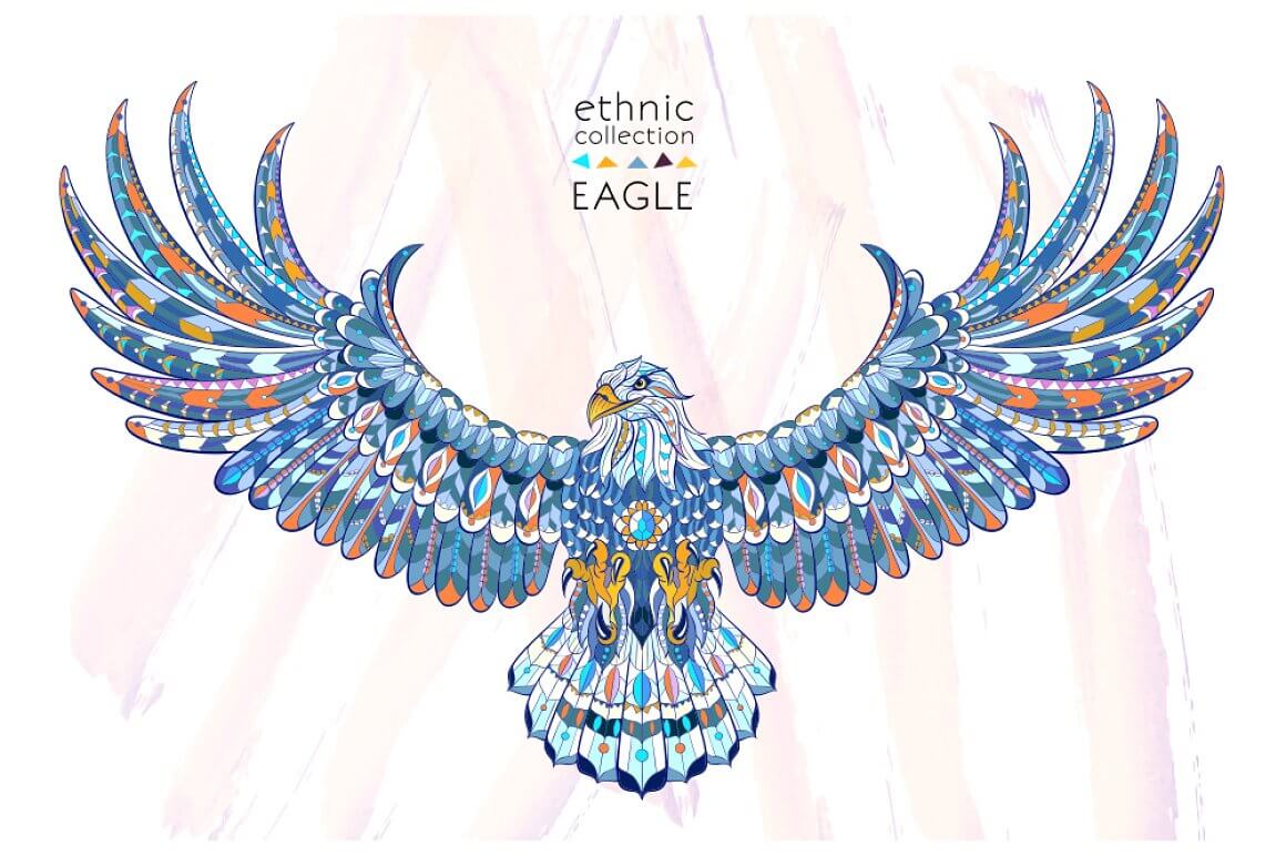 Ethnic eagle in blue color.