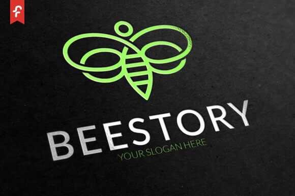 The logo of a light green bee on a black background, and next to it is the inscription bee story.