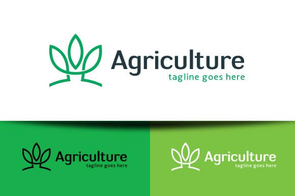 Agriculture logo on a white background and two shades of green background colors.