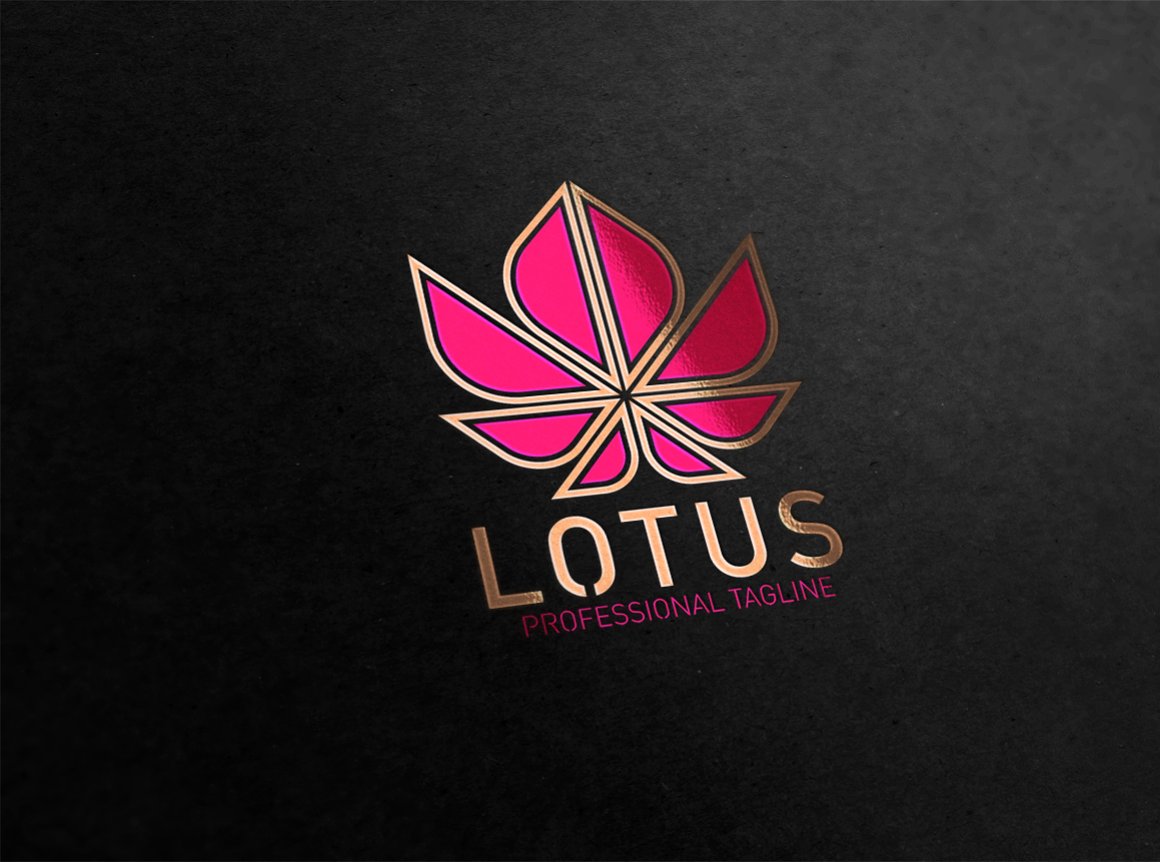 Logo depicting a scarlet lotus with a yellow border on a black background.