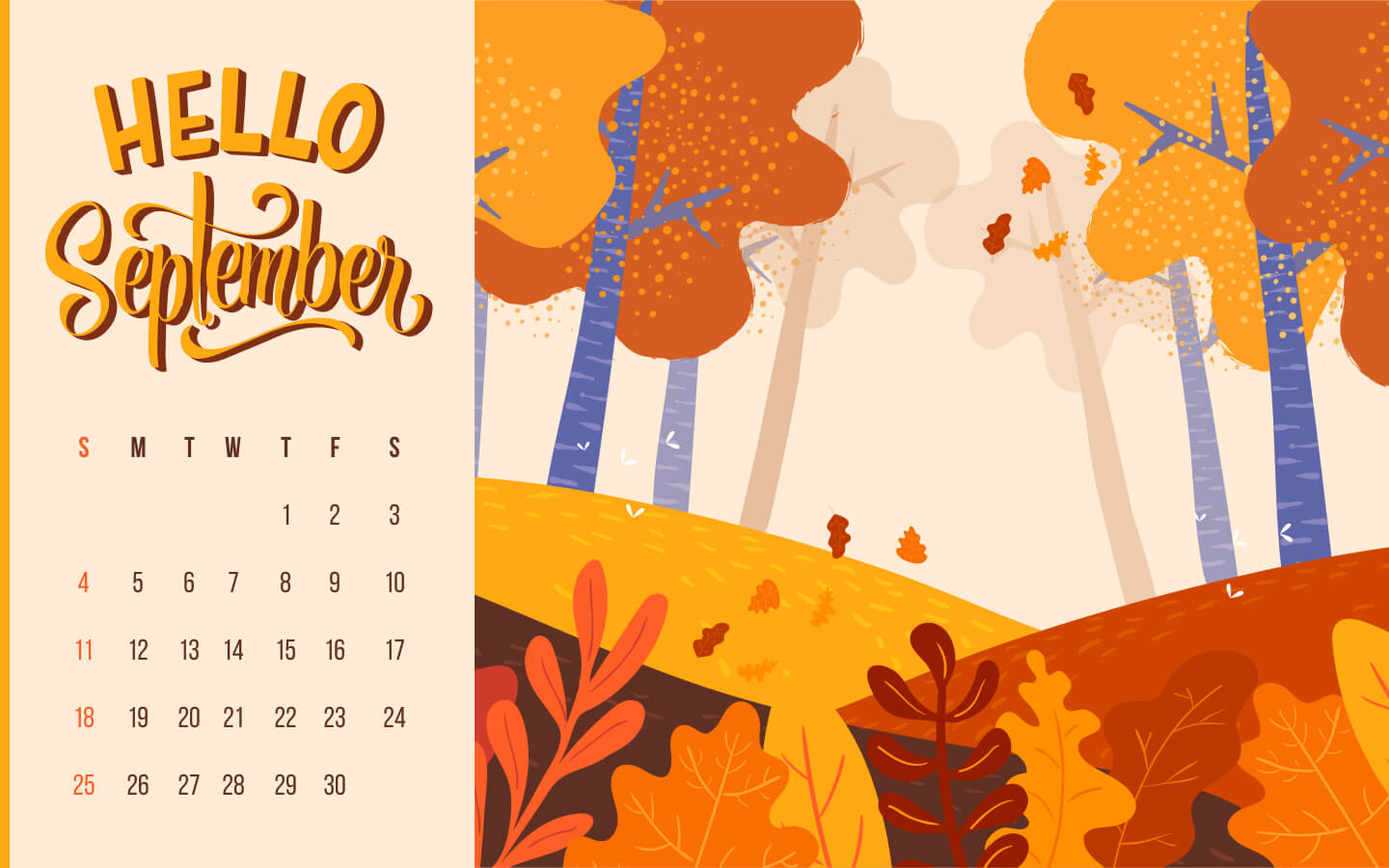 Free Editable September Trees Calendar Printable – MasterBundles