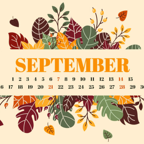 Free Editable Fall Leaves September Printable Calendar | Master Bundles