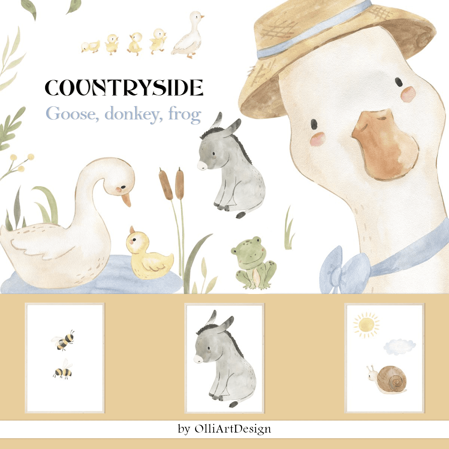COUNTRYSIDE. Goose, Donkey, Frog cover image.