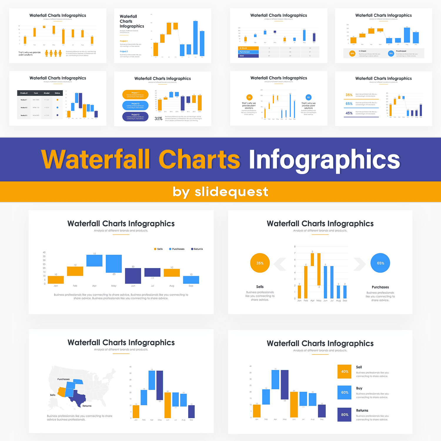 waterfall charts infographics.