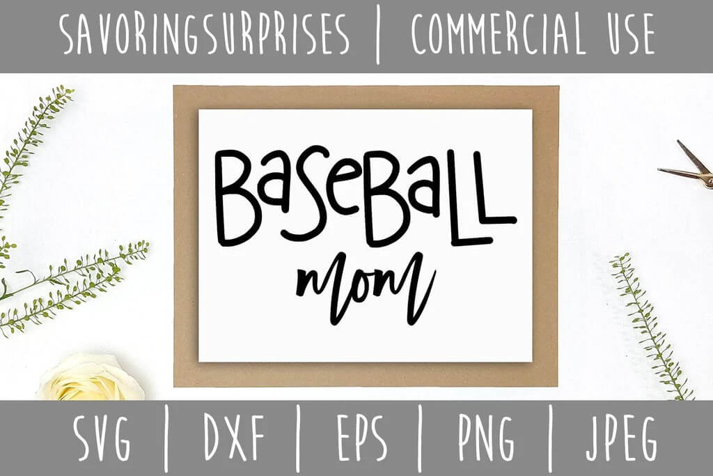 Baseball mom on the white background.