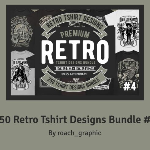 250 Retro T-shirt Designs Bundle #4 | Master Bundles