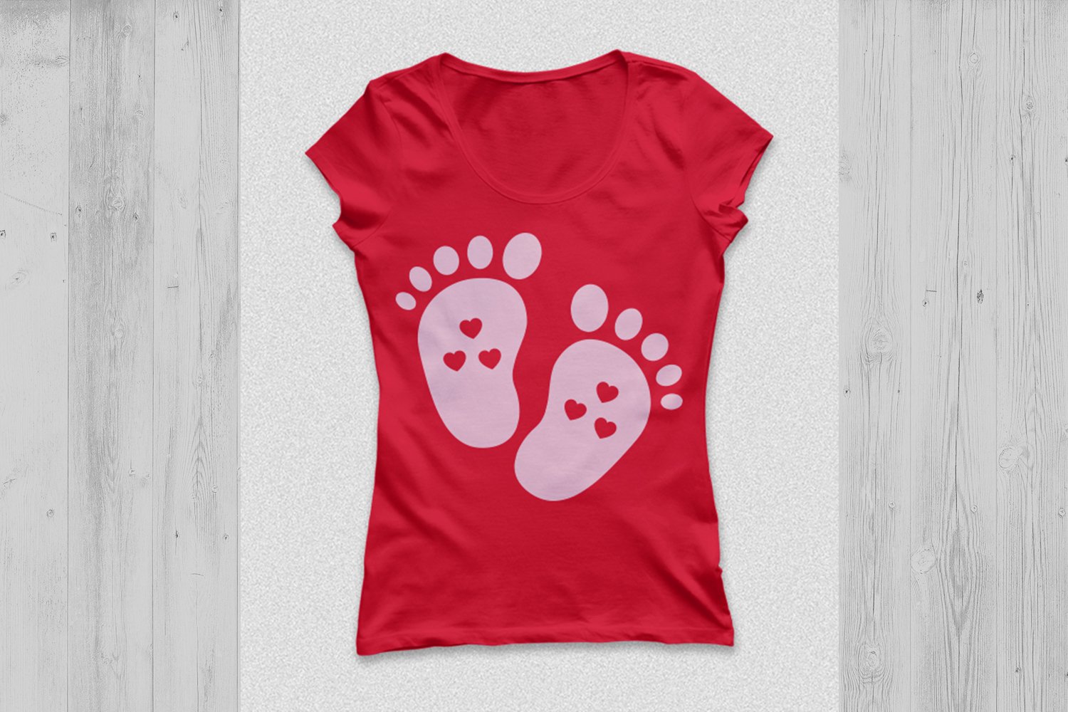 Women's red t-shirt with feet.