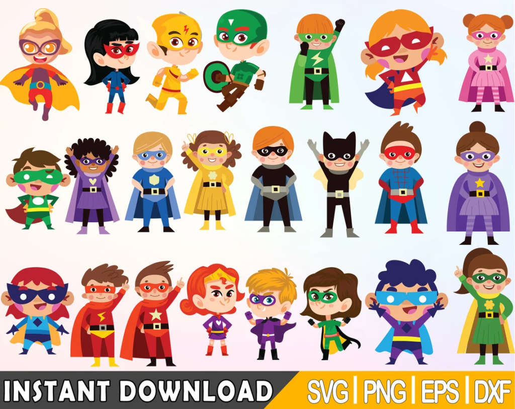 45+ Superhero Kids Layered SVG, Superheroes Kids Vector – MasterBundles