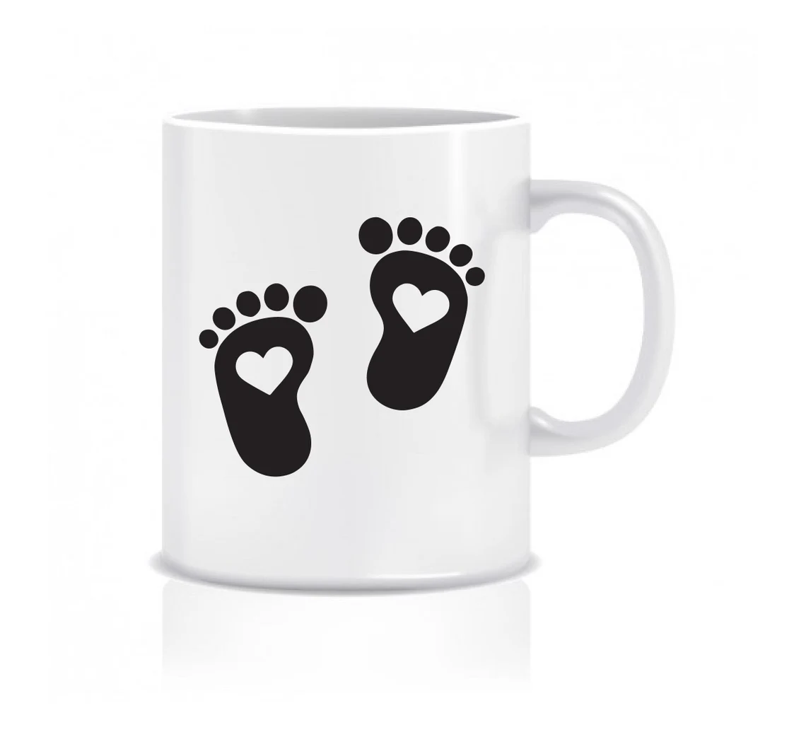 Great prints on a white cup with feet.