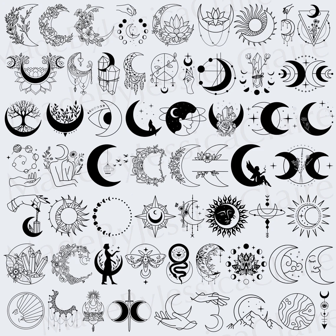 Many options for using crescent moon images.