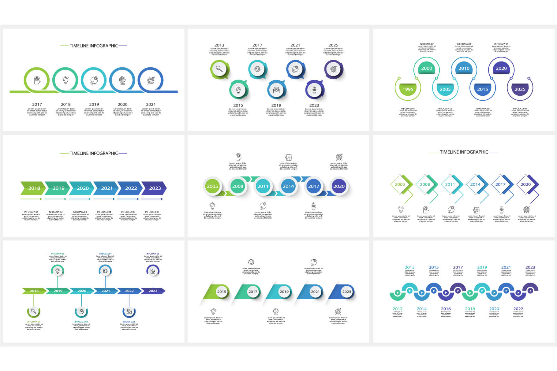 Timeline Animated Infographics slides examples.