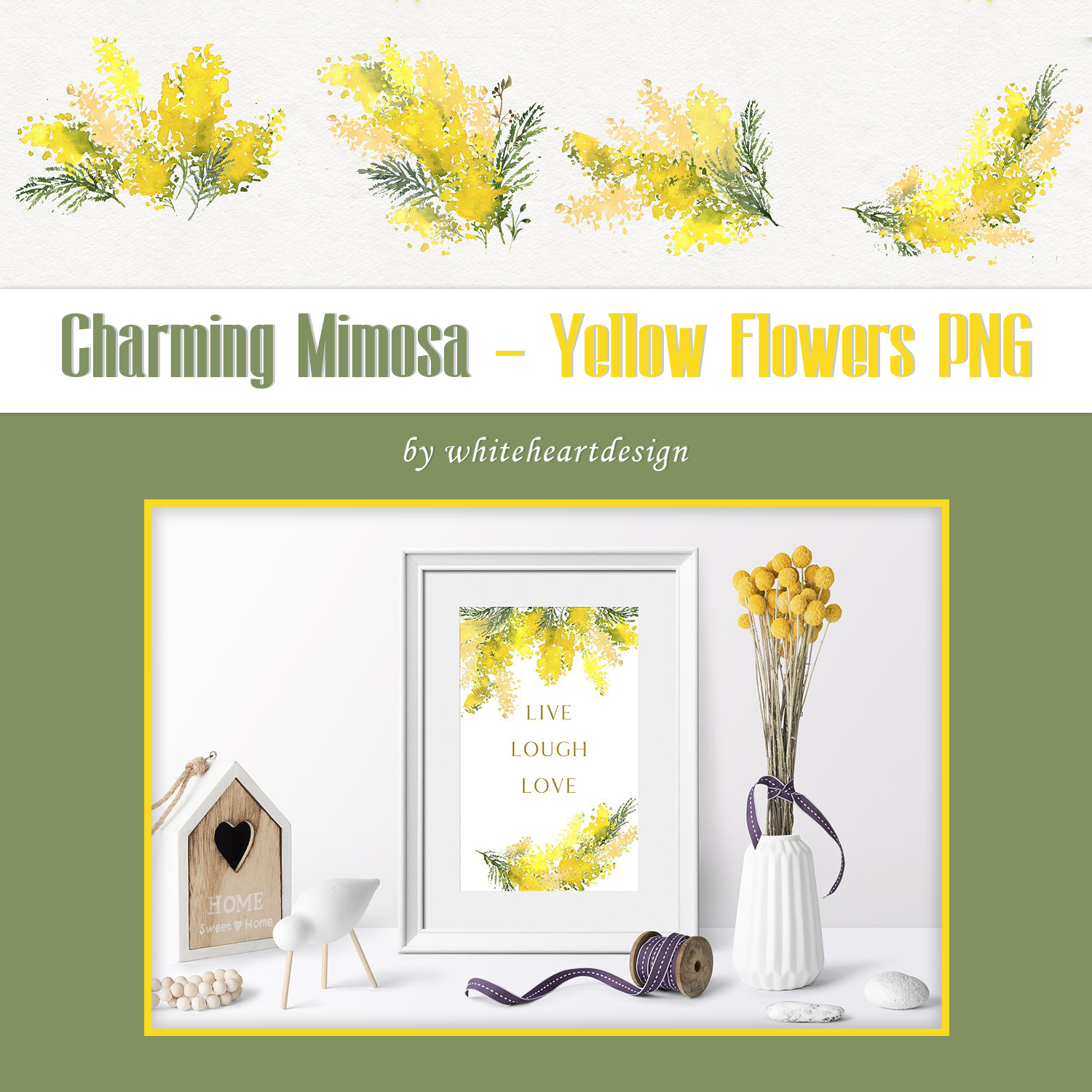 Charming mimosa yellow flowers preview.